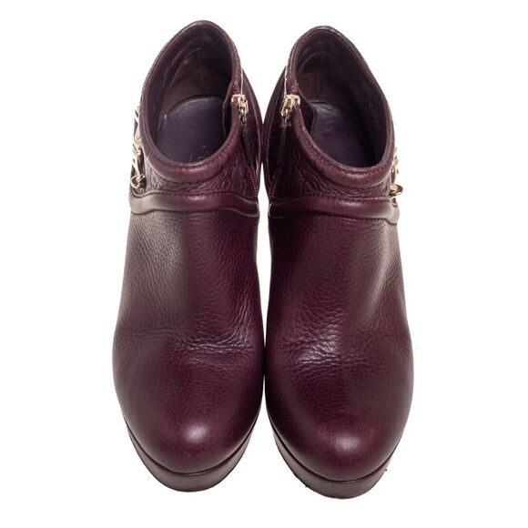 Gucci Plum Leather Hasler Buckle Ankle Booties Size 38 - Picture 3 of 4